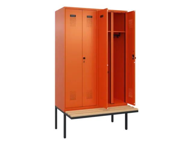 locker met bank,voor scheiding van kleding,HxBxD 2120x1200x815mm,4vak