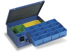 Assortimentskoffer Plaatstaal 22boxen Polystyrol 133x340x240mm Ral5007