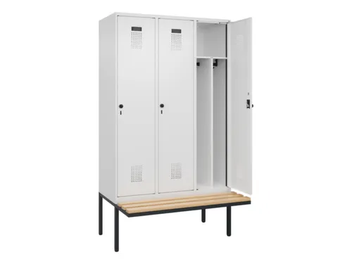 locker met bank,voor scheiding van kleding,HxBxD 2120x1200x815mm,3vak