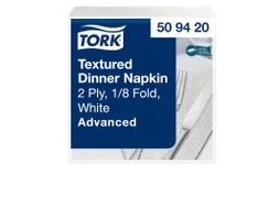 Tork 509420 Textured Dinnerservet 2-laags 39x39cm 1/8-vouw wit 20x50st