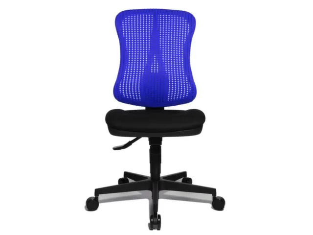 Siège Bureau Pivotant Assise Noir Dossier Maille Bleu