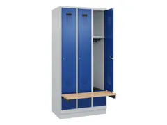 locker met bank,HxBxD 1950x900x815mm,3vak,vak B 300mm,cilinderslot