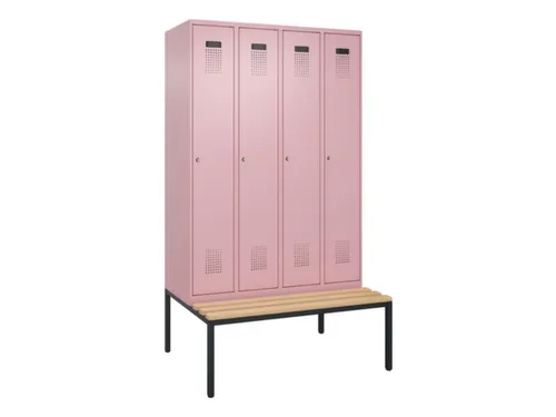 locker met bank,HxBxD 2120x1200x815mm,4vak,vak B 300mm,cilinderslot