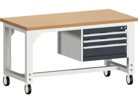 werkbank,verrijdbaar,HxBxD 840-1140x1500x750mm,beukenblad