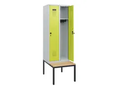 locker met bank,HxBxD 1950x600x815mm,2vak,vak B 300mm,draaigrendel