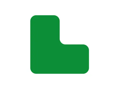 plaksymbool,L-vorm,markering HxB 100x100mm,polycarbonaat,groen
