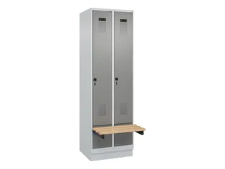 locker met bank,HxBxD 1950x600x815mm,2vak,vak B 300mm,draaigrendel - 2