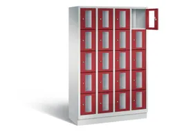 Lockerkast 1800x1190x500mm 4x5 vakken Cilinderslot, Sokkel, RAL3003