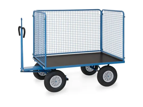 Handtrekwagen 6445PZ 750kg 1535x895mm draadgaas polyurethaan trekoog