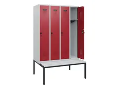 locker met bank,HxBxD 1950x1200x815mm,4vak,vak B 300mm,draaigrendel