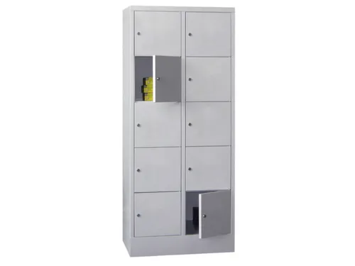 lockerkast,HxBxD 1850x800x500mm,2x5vakken,RAL7035,front RAL3000