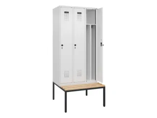 locker met bank,voor scheiding van kleding,HxBxD 2120x900x815mm,3vak - 1