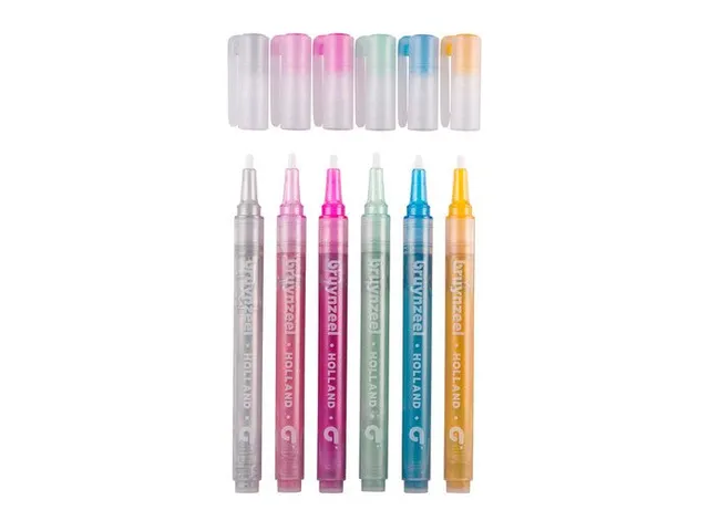Feutre Bruynzeel Kids pastel argent or Glitter set 6 couleurs brillant