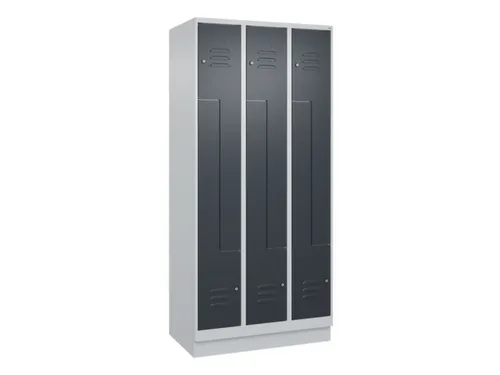 Z-garderobekast,HxBxD 1950x900x500mm,vak B 150/300mm,cil.-slot,sokkel
