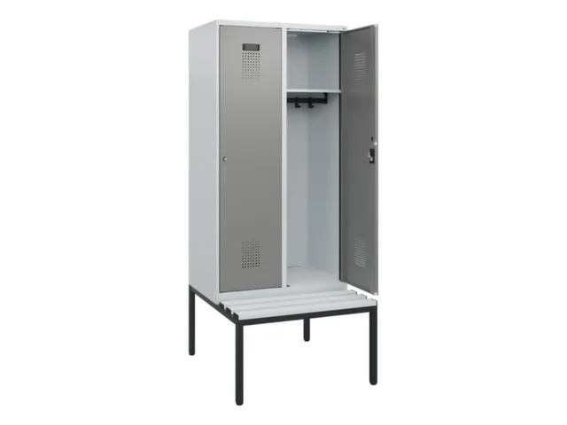locker met bank,HxBxD 1950x800x815mm,2vak,vak B 400mm,cilinderslot