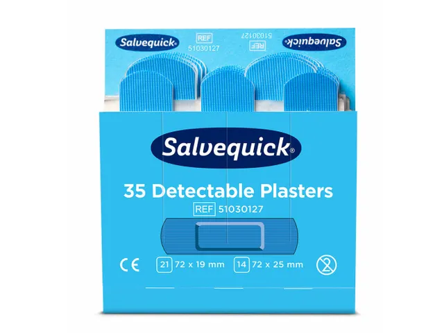 Pleisters Salvequick blauw detectabel refill 35 Stuks