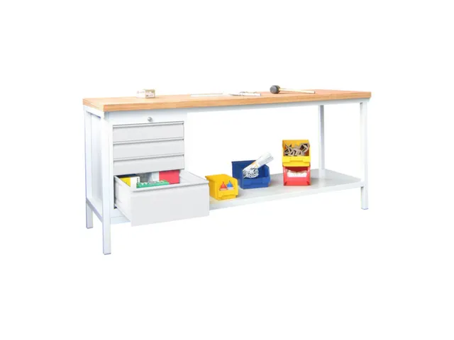 établi,HxlxP 900x2000x700mm,piètement/corps RAL7035,face avant RAL70