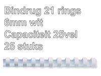 Bindrug GBC 6mm 21-rings A4 wit 25stuks