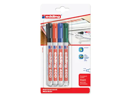 Viltstift edding 400 rond assorti 1mm blister à 4st