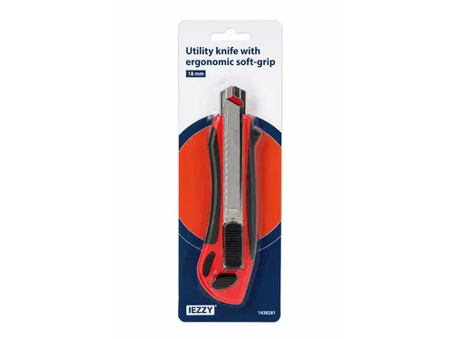 Snijmes IEZZY 18mm kunststof met ergonomische softgrip incl. 3 mesje