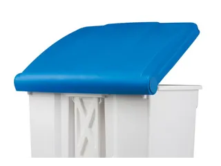 Contitop,mobiele afvalbak met pedaal 70L wit/blauw - 1