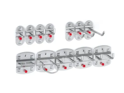 Haken Voor Geperforeerde Platen Assortiment 12-Delig Aluminium-Kleurig