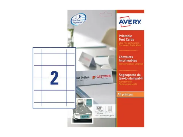 Tafelnaambord Avery L4795-20 180x60mm wit 40stuks