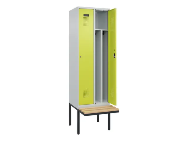 locker met bank,voor scheiding van kleding,HxBxD 2120x600x815mm,2vak