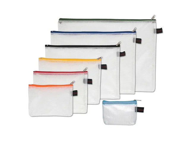 Trousse Foldersys PVC transparent A7 avec fermeture éclair turquoise