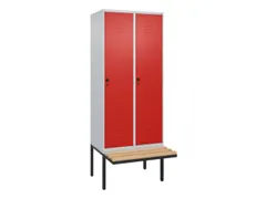 locker met bank,HxBxD 2120x800x815mm,2vak,vak B 400mm,draaigrendel