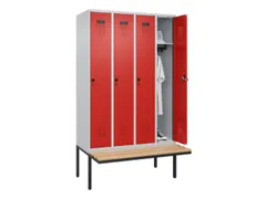 locker met bank,HxBxD 2120x1200x815mm,4vak,vak B 300mm,draaigrendel