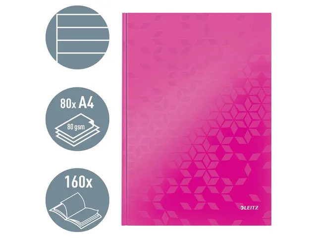 Notitieboek Leitz WOW A4 lijn roze