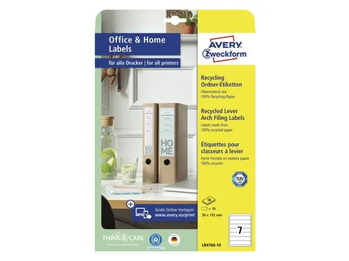 Etiket Avery Zweckform LR3427-10 105x74 mm recycled Wit 80 stuks