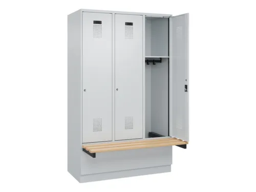 locker met bank,HxBxD 1950x1200x815mm,3vak,vak B 400mm,cilinderslot