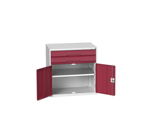 ladekast HxBxD 800x800x550mm 2laden 2deuren RAL7035 front RAL3004