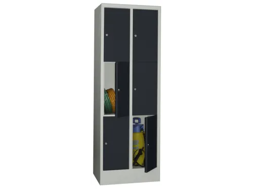 lockerkast,HxBxD 1850x600x500mm,2x3vakken,RAL7035,front RAL7016