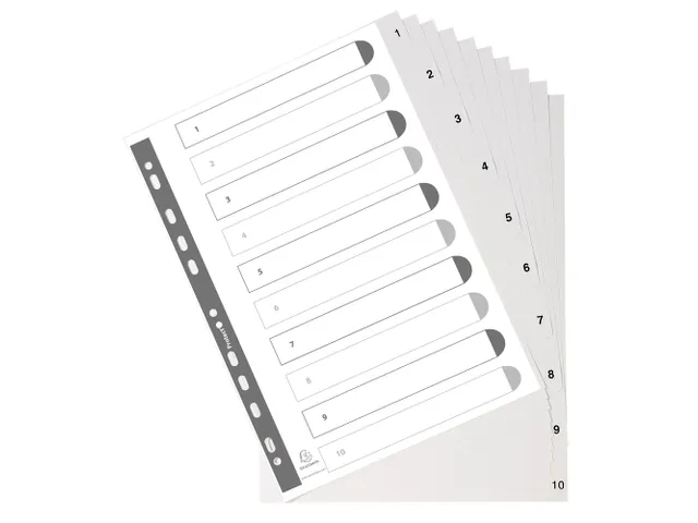 Tab.gerecycled PP A4 bedrukt 1-10 grijs