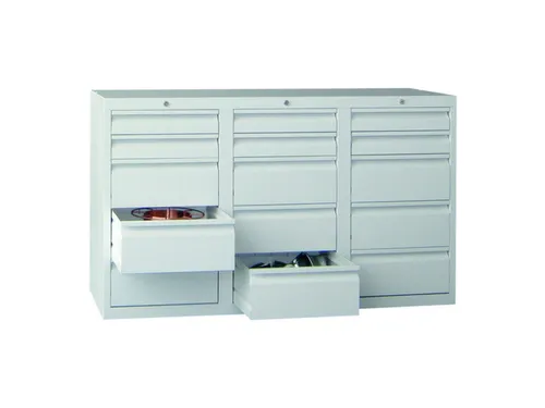 ladekast HxBxD 900x1500x500mm 15laden RAL7035 front RAL7035