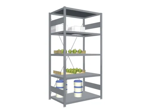 Rvs Inhaakstelling Basis 2000x1060x635mm 5legborden Vaklast 200kg