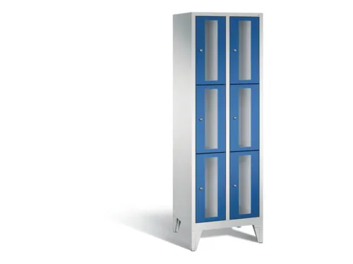 lockerkast 1850x610x500mm 2x3 vakken Cilinderslot Poten, RAL5010