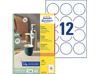 Etiket Avery Zweckform L3416-100 rond 60mm wit - 2