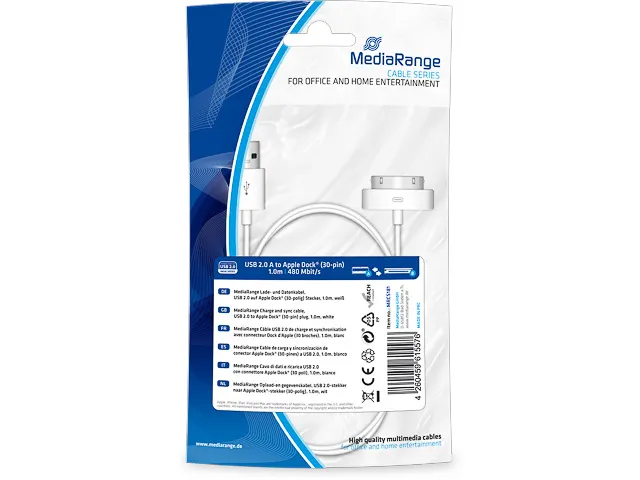 Oplaad- en datakabel 1m MRCS181 USB 2.0 Apple Dock wit