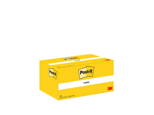 Memoblok Post-it 653 38x51mm geel 3 stuks