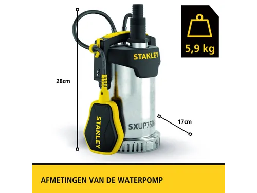 Stanley Dompelpomp Roestvrij Staal Helder Water 750W