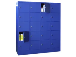 lockerkast,HxBxD 1850x1600x500mm,4x5vakken,RAL7035,front RAL6011