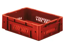 Euronorm Stapelkrat 120x400x300mm 9.2l Opengewerkt/Bodem Gesl. Rood