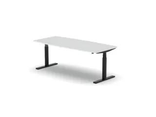 Elektrisch ihv Vergadertafel Vatvorm 2000x800mm Zwart+Lichtgrijs Blad - 1