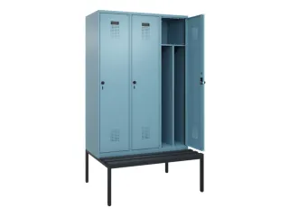 locker met bank,voor scheiding van kleding,HxBxD 2120x1200x815mm,3vak - 1