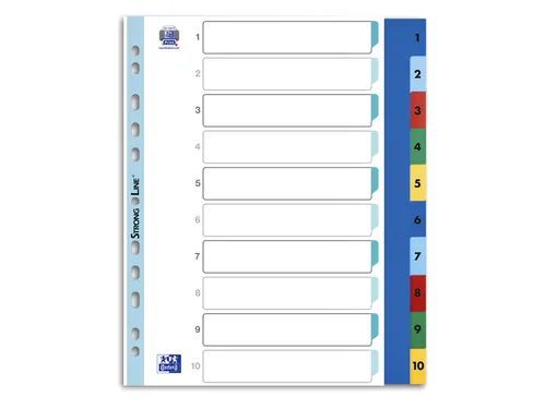 Tabbladen Oxford A4+ 11-gaats 1-10 PP kleur