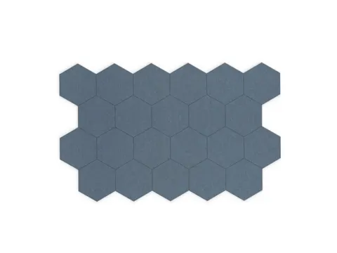 Akoestische PET-vilt Hexagon tegels blauw 30x26cm 22 stuks